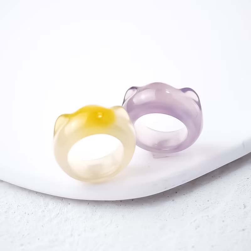 貓貓元寶 天然瑪瑙石手工雕刻戒指 潤透小精品