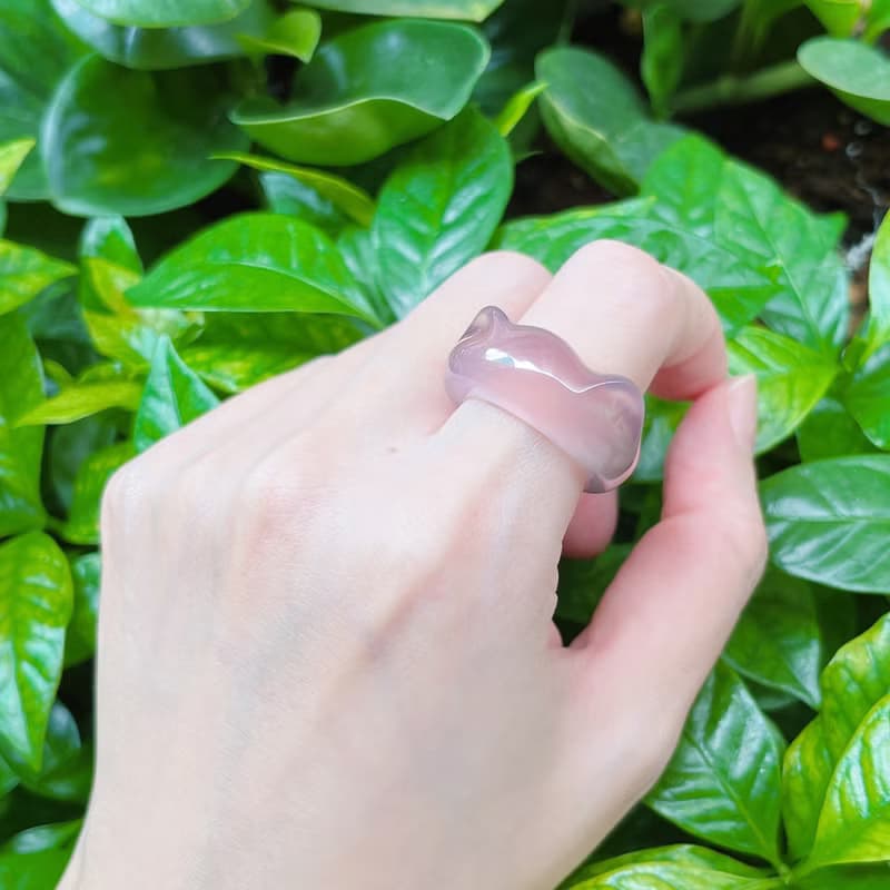 貓貓元寶 天然瑪瑙石手工雕刻戒指 潤透小精品