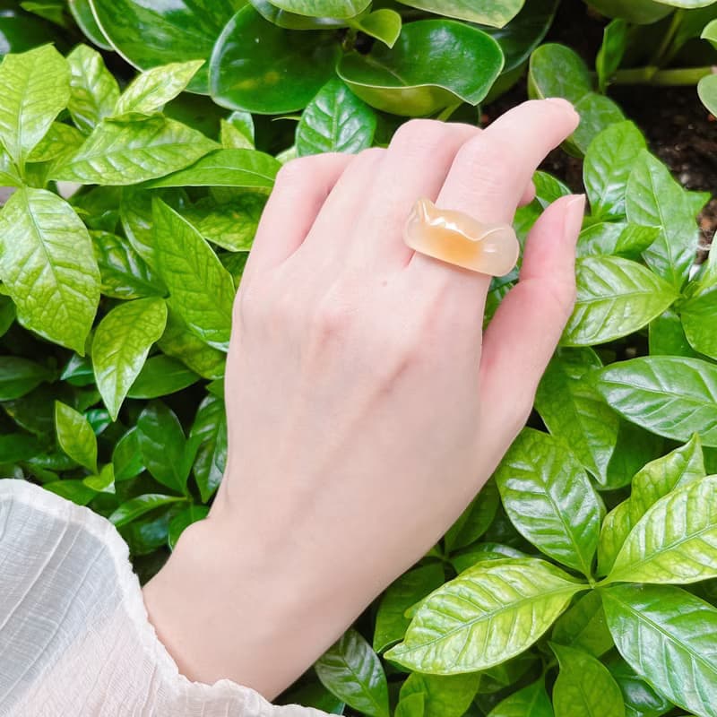 貓貓元寶 天然瑪瑙石手工雕刻戒指 潤透小精品