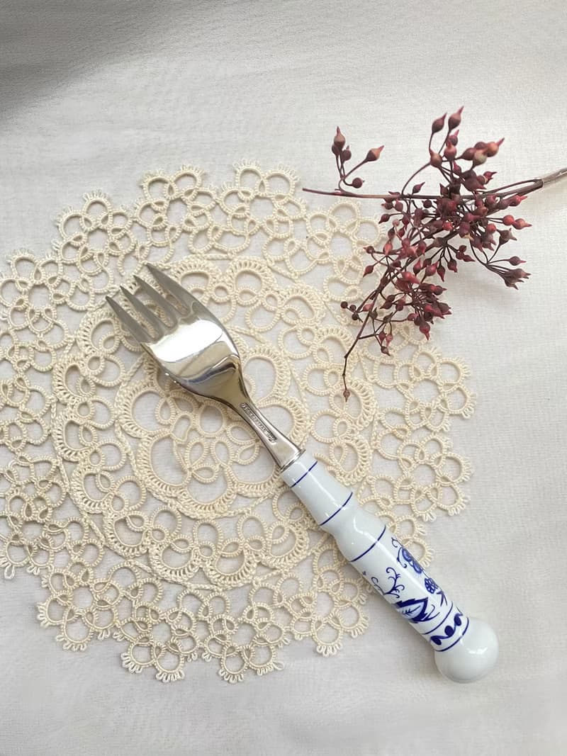 【好日戀物】德國DDR 洋蔥圖案陶瓷柄不銹鋼叉子餐具系列儀式感