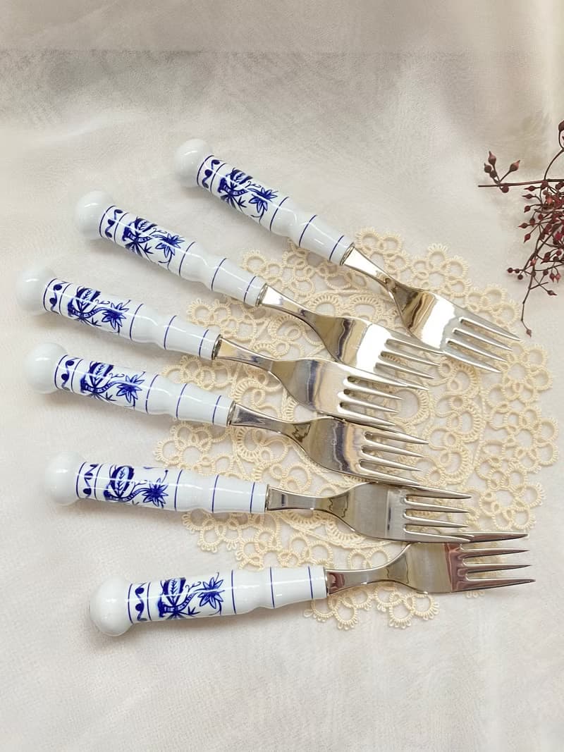 【好日戀物】德國DDR 洋蔥圖案陶瓷柄不銹鋼叉子餐具系列儀式感