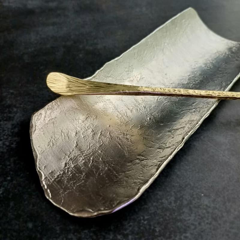 侘寂素雅-手製純錫岩紋茶則