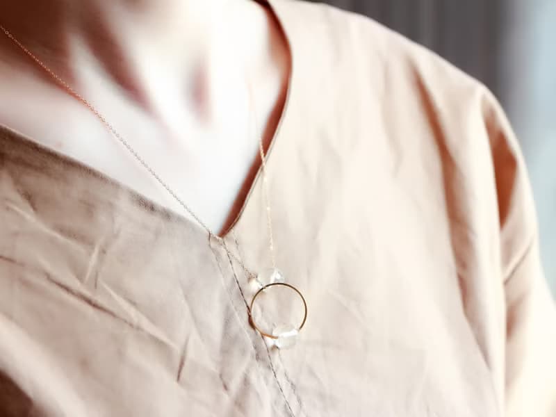 14kgf- twist ring crystal quartz (special cut)2way necklace