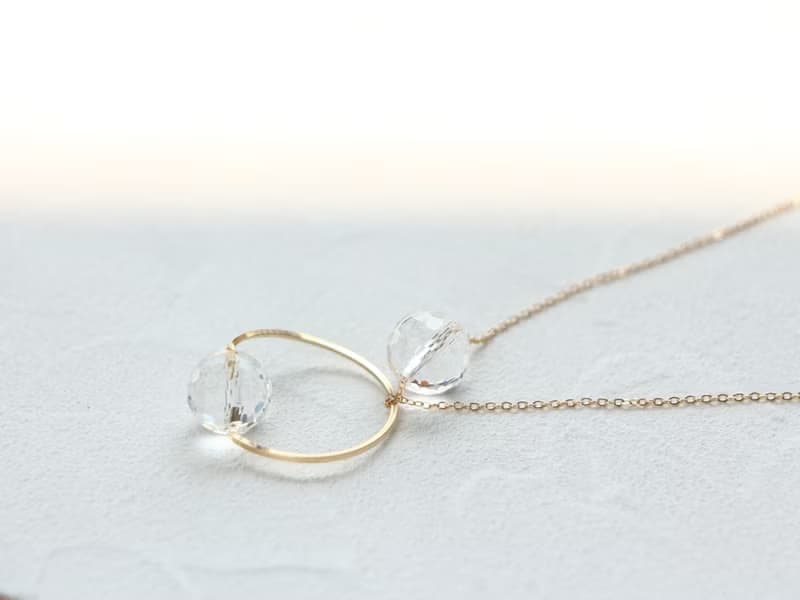 14kgf- twist ring crystal quartz (special cut)2way necklace