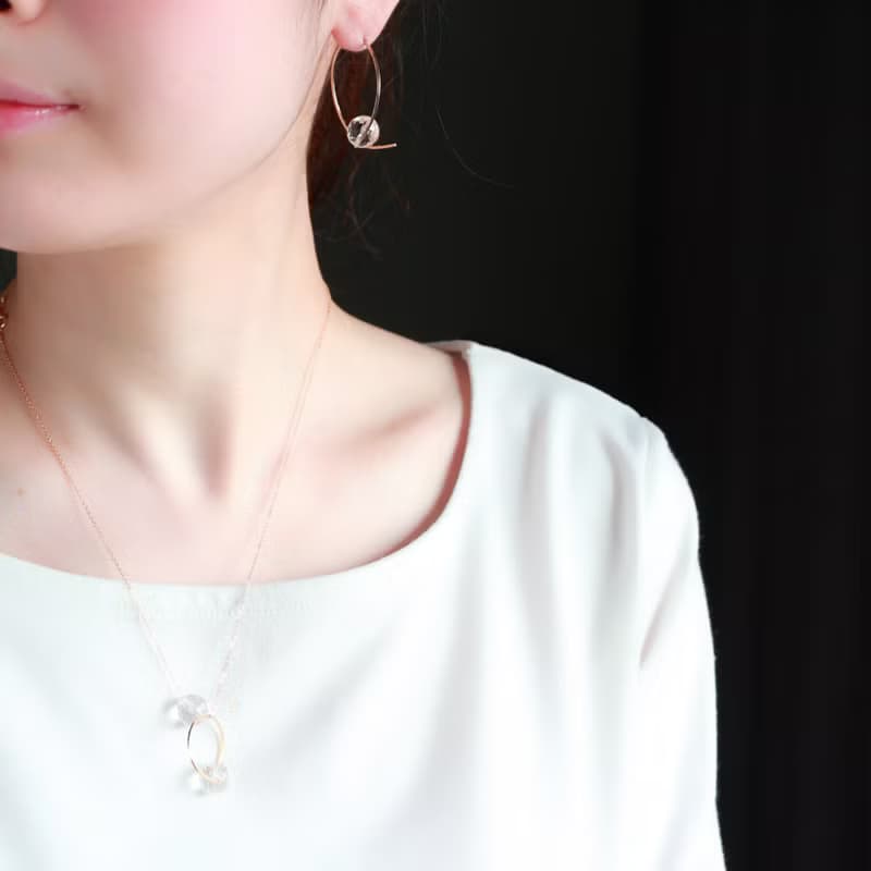 14kgf- twist ring crystal quartz (special cut)2way necklace