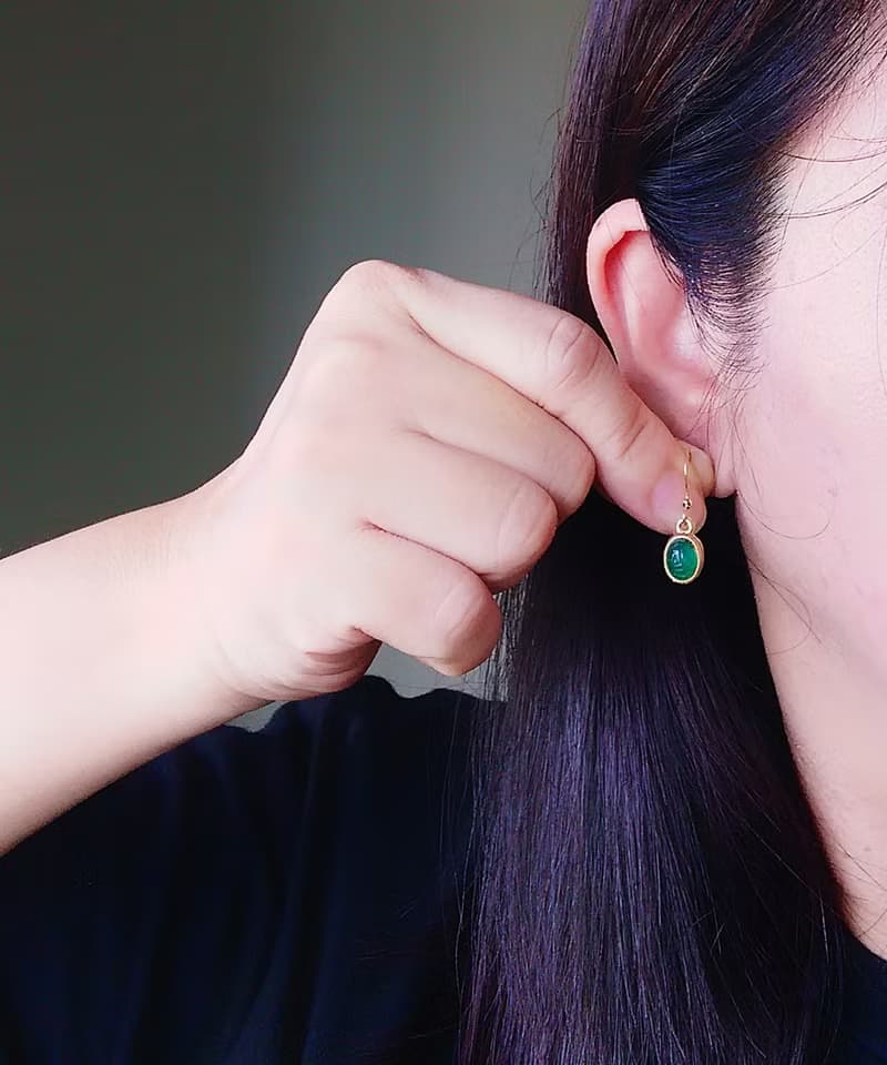 Vintage Jewelry 西洋古董飾品 聖甲蟲 小耳墜 耳勾針 針式耳環