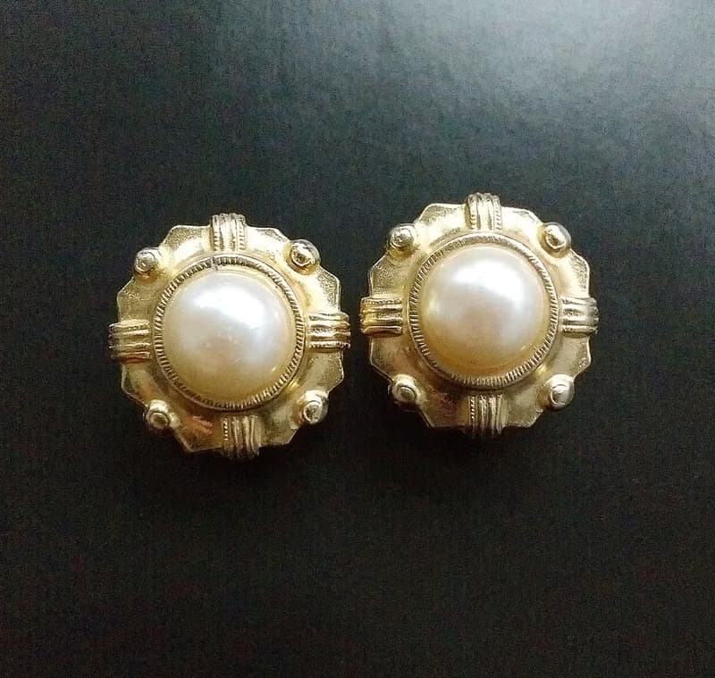 Vintage Jewelry 西洋古董飾品 優雅成熟風格 仿珠 夾式耳環