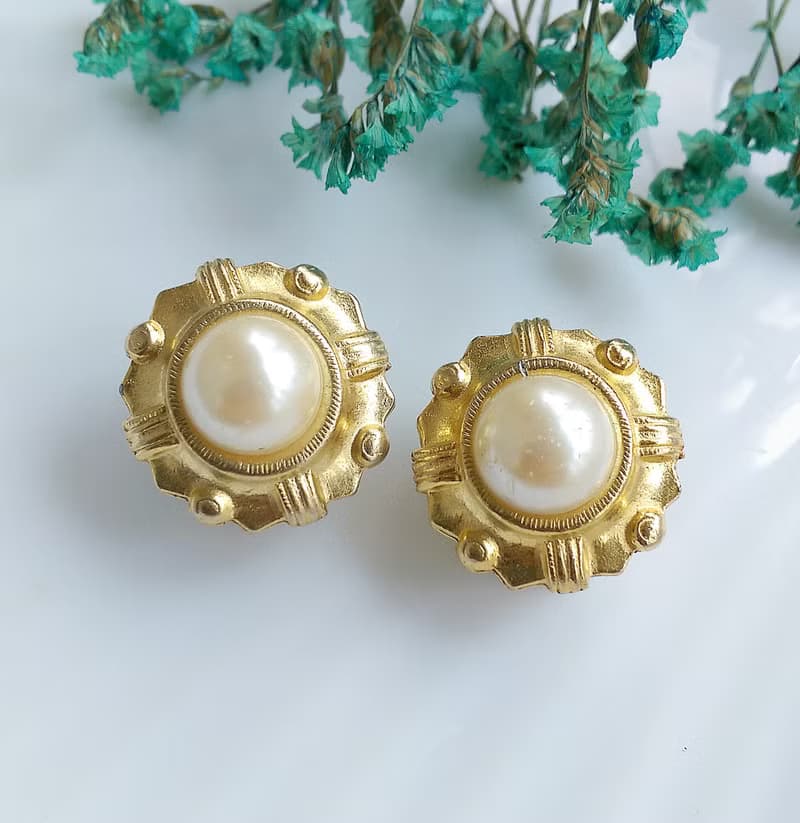 Vintage Jewelry 西洋古董飾品 優雅成熟風格 仿珠 夾式耳環