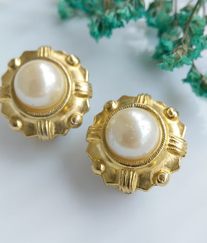 Vintage Jewelry 西洋古董飾品 優雅成熟風格 仿珠 夾式耳環
