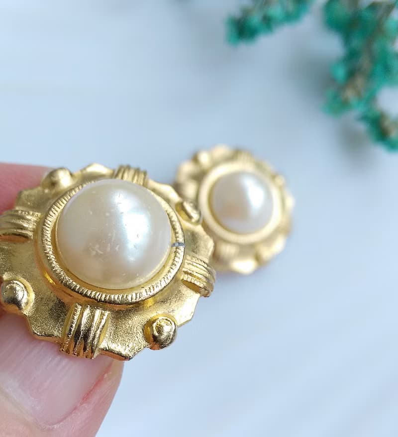 Vintage Jewelry 西洋古董飾品 優雅成熟風格 仿珠 夾式耳環