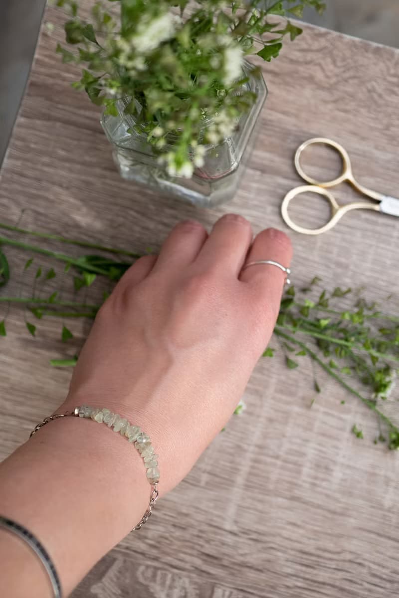 Prehnite Bracelet, 925 Sterling Silver jewelry, Gemini, Libra Birthstone Gift