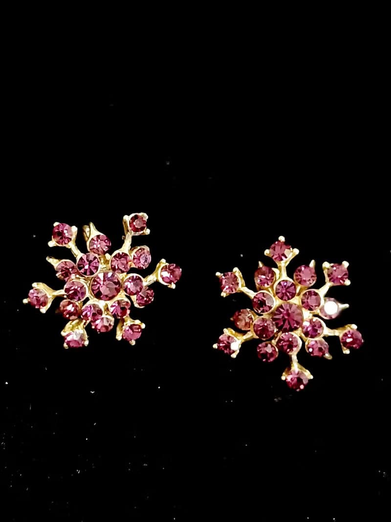 vintage jewelry  典雅滿天星紫萊茵 夾式耳環