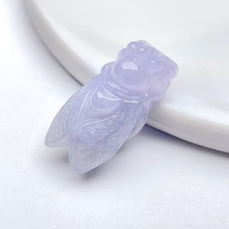 【一鳴驚人】紫羅蘭翡翠玉蟬 | 天然緬甸玉翡翠A貨 | 送禮