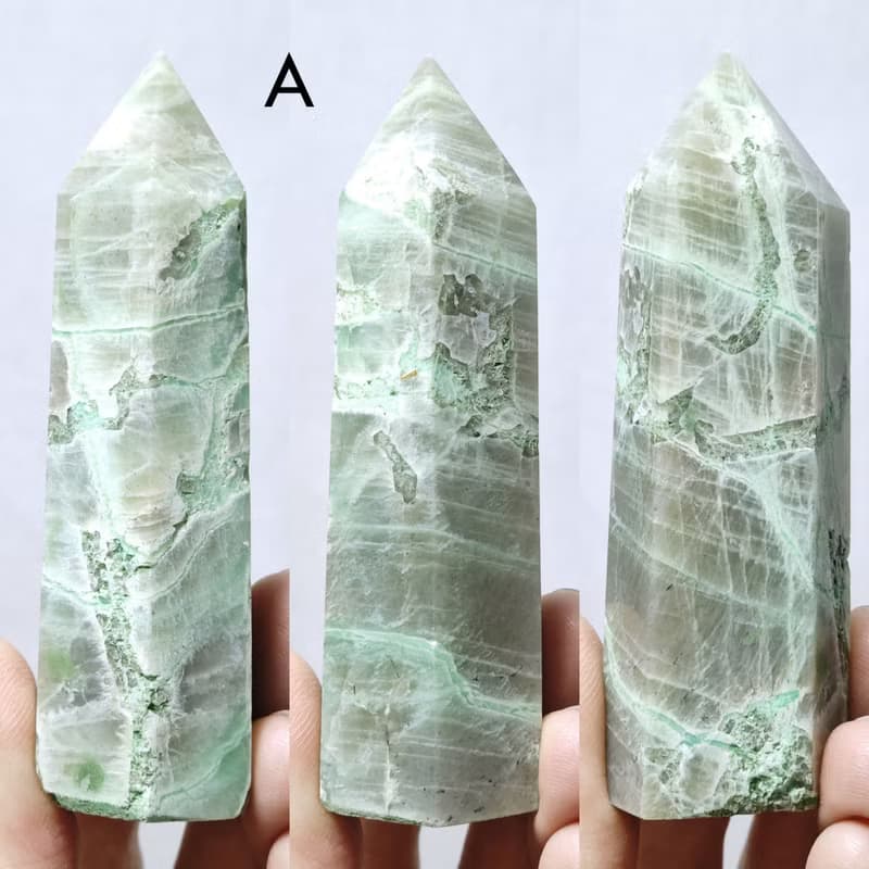 稀有綠月光石 收藏 一柱擎天 事業成功 招財 心輪 靈性 晶柱 禮物