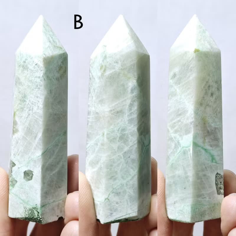 稀有綠月光石 收藏 一柱擎天 事業成功 招財 心輪 靈性 晶柱 禮物
