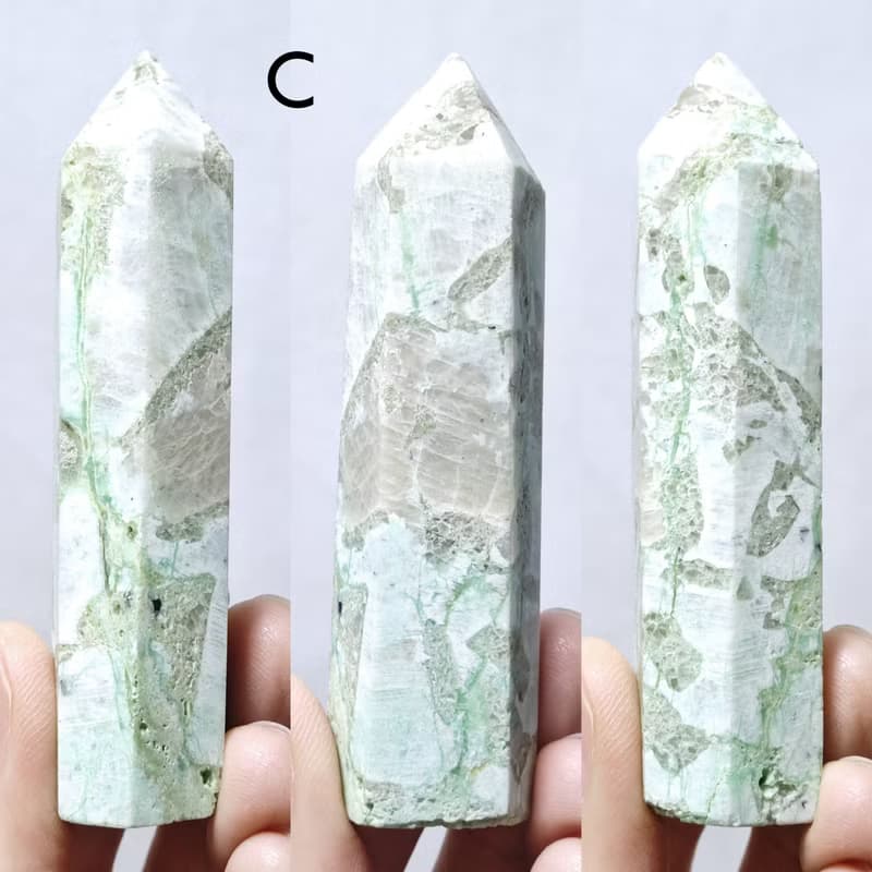 稀有綠月光石 收藏 一柱擎天 事業成功 招財 心輪 靈性 晶柱 禮物