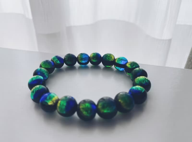 【琉璃系列】10MM三色彩箔琉璃珠手鍊