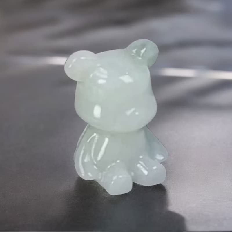 【熊熊玉見你】綠飄花翡翠可愛小熊擺飾 |天然緬甸玉翡翠A貨|送禮