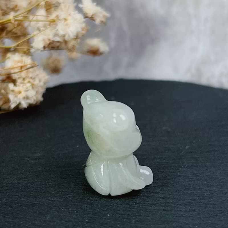 【熊熊玉見你】綠飄花翡翠可愛小熊擺飾 |天然緬甸玉翡翠A貨|送禮