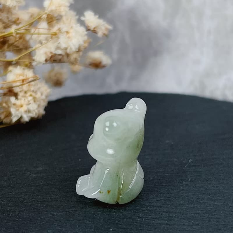 【熊熊玉見你】綠飄花翡翠可愛小熊擺飾 |天然緬甸玉翡翠A貨|送禮
