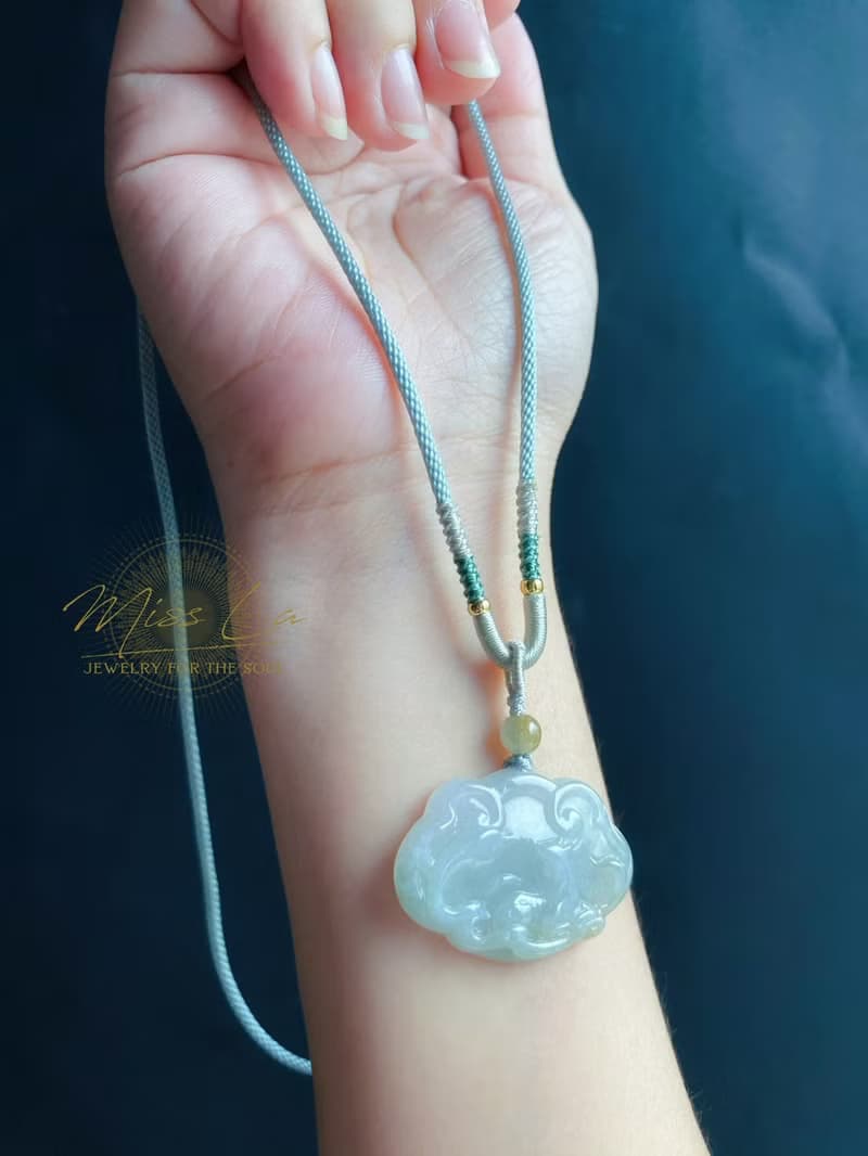 天然緬甸玉翡翠 如意狐狸 手工雕 招桃花守姻緣 禮物 天然 項鍊