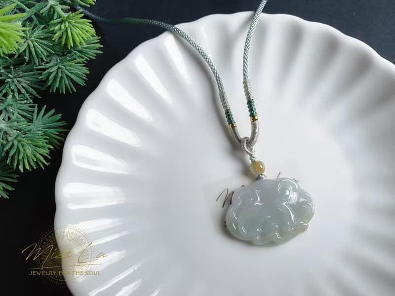 天然緬甸玉翡翠 如意狐狸 手工雕 招桃花守姻緣 禮物 天然 項鍊