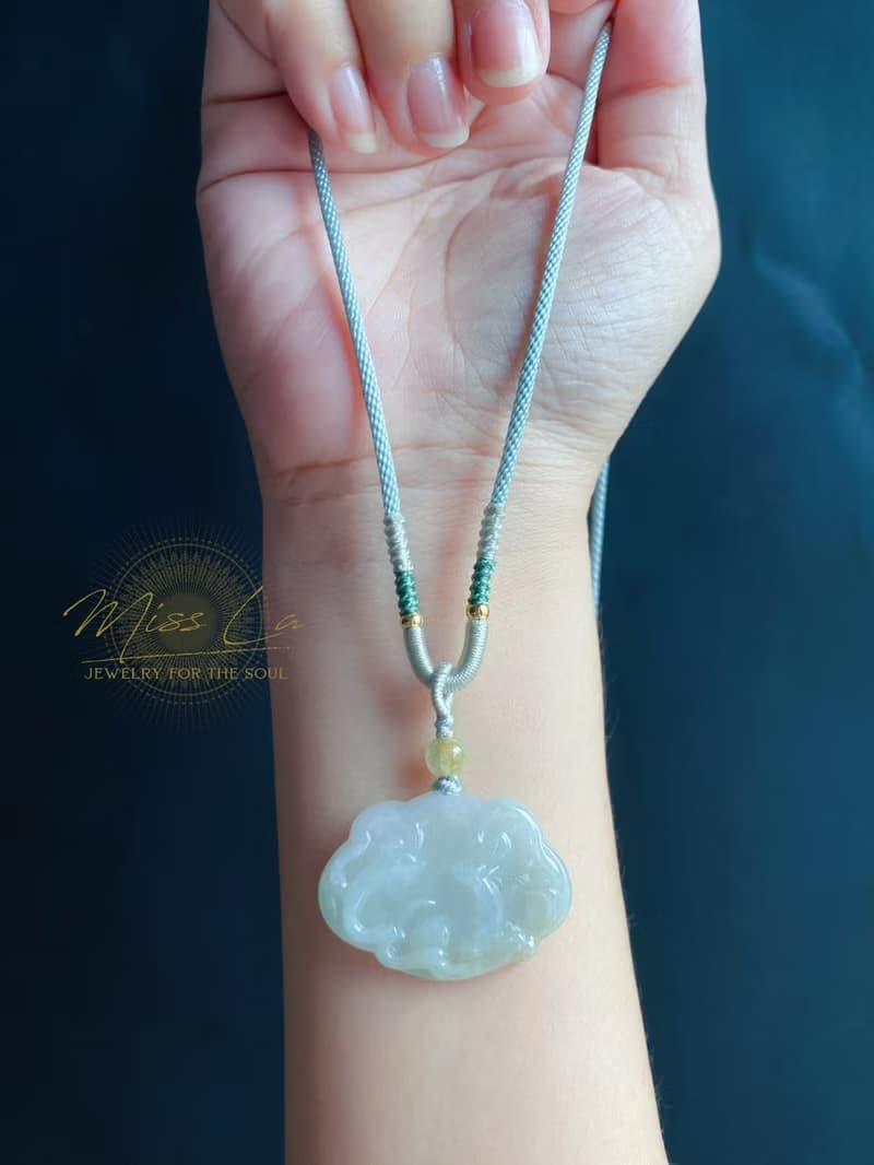 天然緬甸玉翡翠 如意狐狸 手工雕 招桃花守姻緣 禮物 天然 項鍊