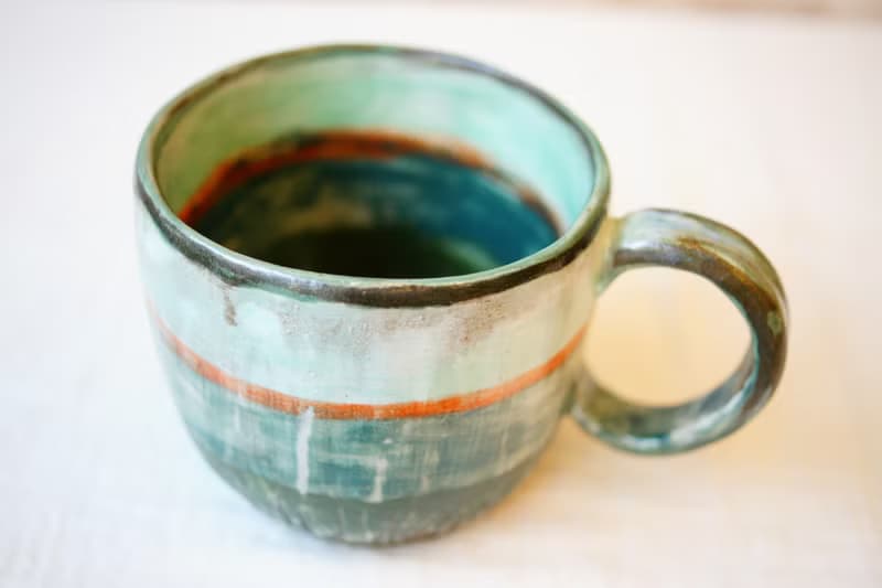 手捏大容量馬克杯 濃綠   300ml 咖啡杯 茶杯 水杯 大陶杯