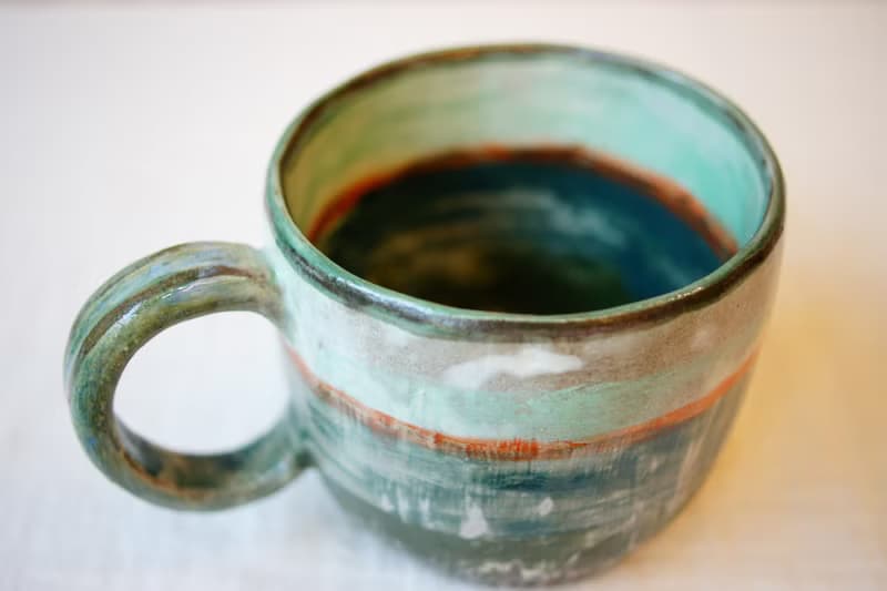 手捏大容量馬克杯 濃綠   300ml 咖啡杯 茶杯 水杯 大陶杯