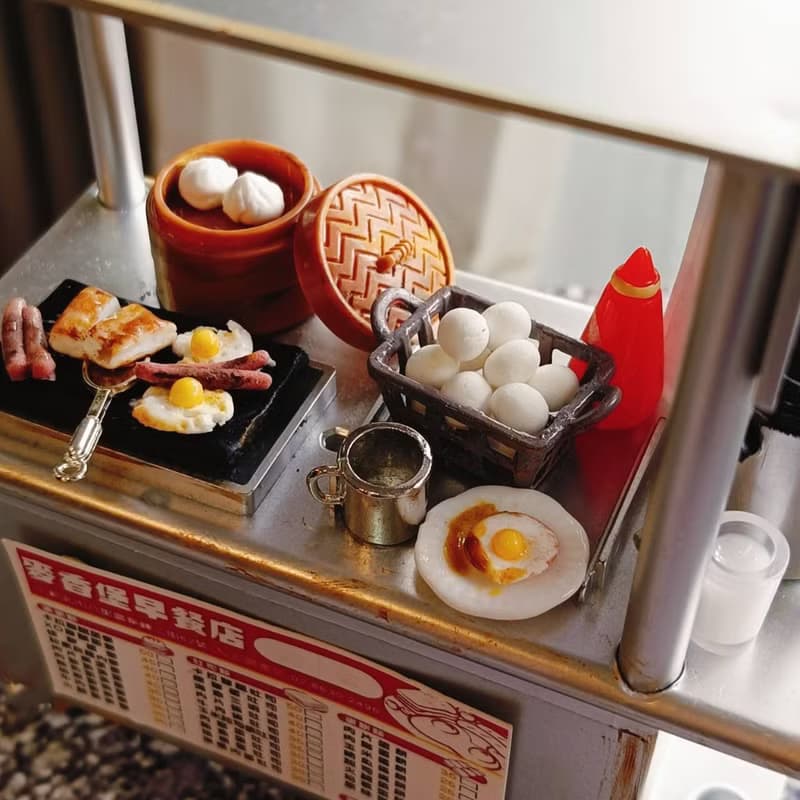 早餐店 復古 可亮燈 攤車 夜市 點心 小吃 台式 袖珍 手作 迷你