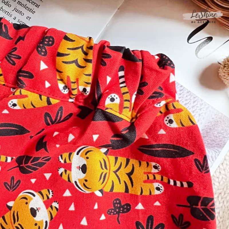 燈籠七分褲-薄棉縮口褲 手作吊帶褲 秋冬季童裝褲 春節過年送禮