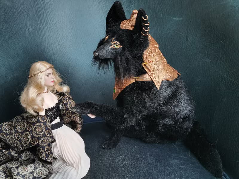 Anubis Egypt God Wolf black armor fantasy animal stuffed artdoll poseable