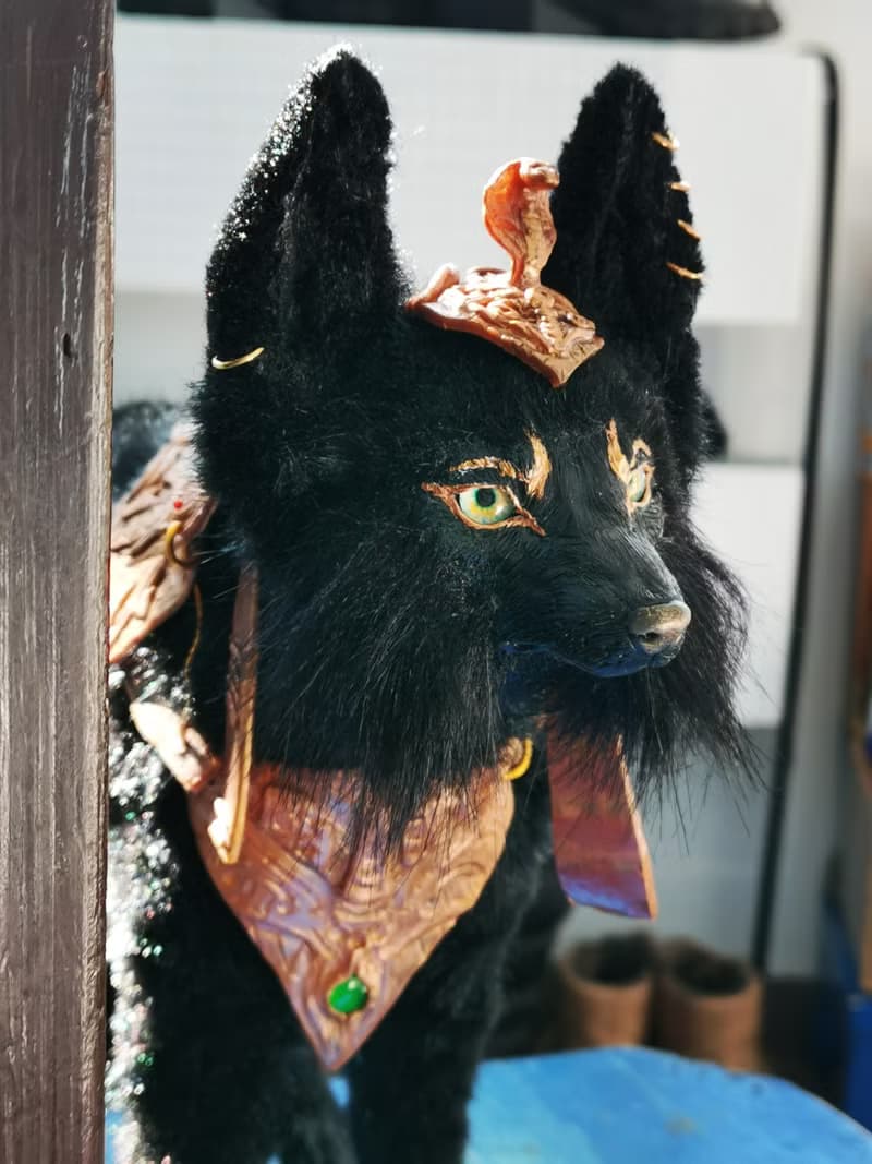 Anubis Egypt God Wolf black armor fantasy animal stuffed artdoll poseable