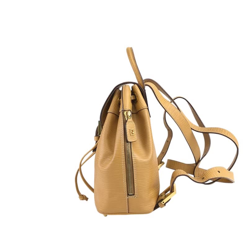 【 日本直送　名牌中古包 】FENDI フェンディ リュック ベージュ フロントバックル レザー型押し バックパック vintage ヴィンテージ 47jcck