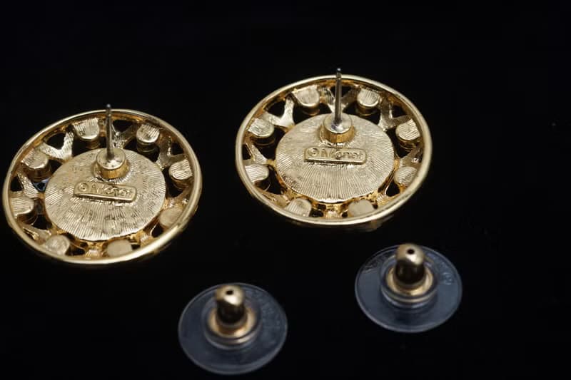 【老飾品/西洋老件】VINTAGE美國MONET珍珠萊茵石古著針式耳環