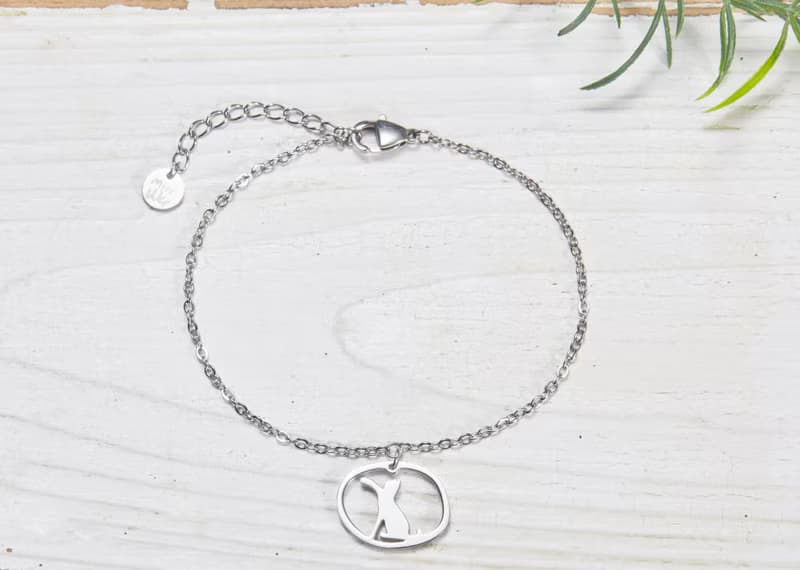 伸小手的貓手鍊 - 貓咪小印章系列-抗敏醫療鋼