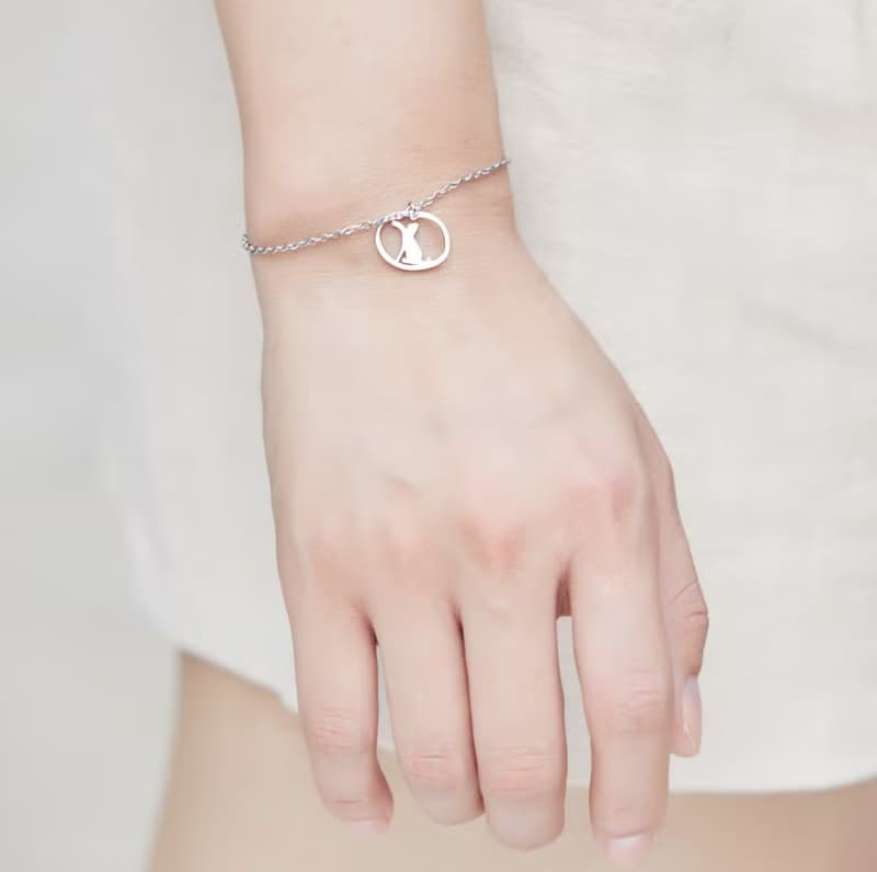 伸小手的貓手鍊 - 貓咪小印章系列-抗敏醫療鋼