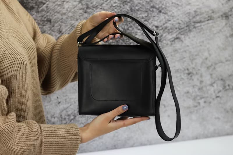 Leather Women Black Handbag/ Crossbody Handmade Top Handle Bag/ Shoulder Bag