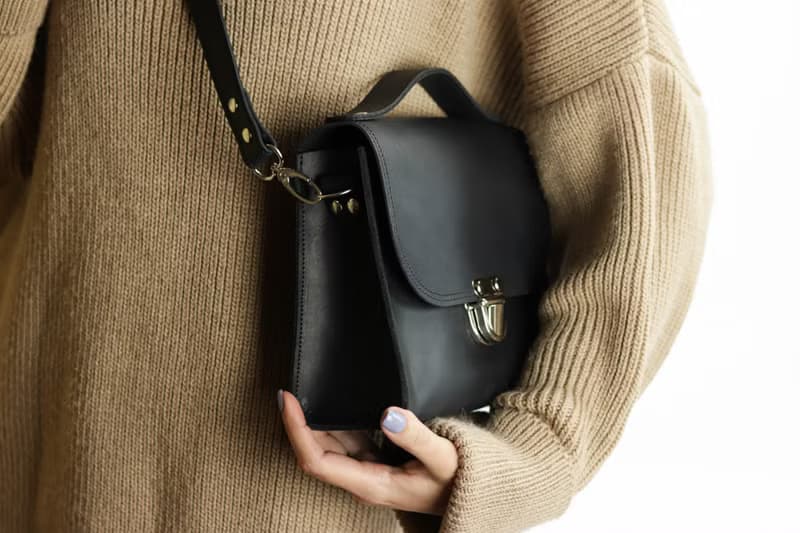 Leather Women Black Handbag/ Crossbody Handmade Top Handle Bag/ Shoulder Bag