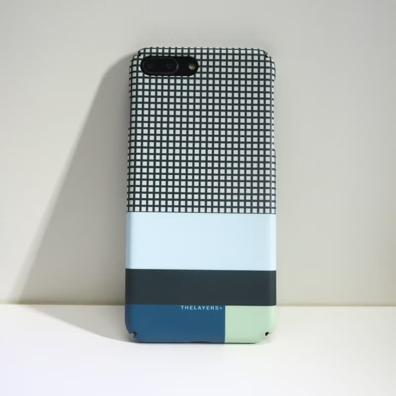 簡約深藍格子綠色拼色 | SEAFOAM Phone case 刻字原創手機殼