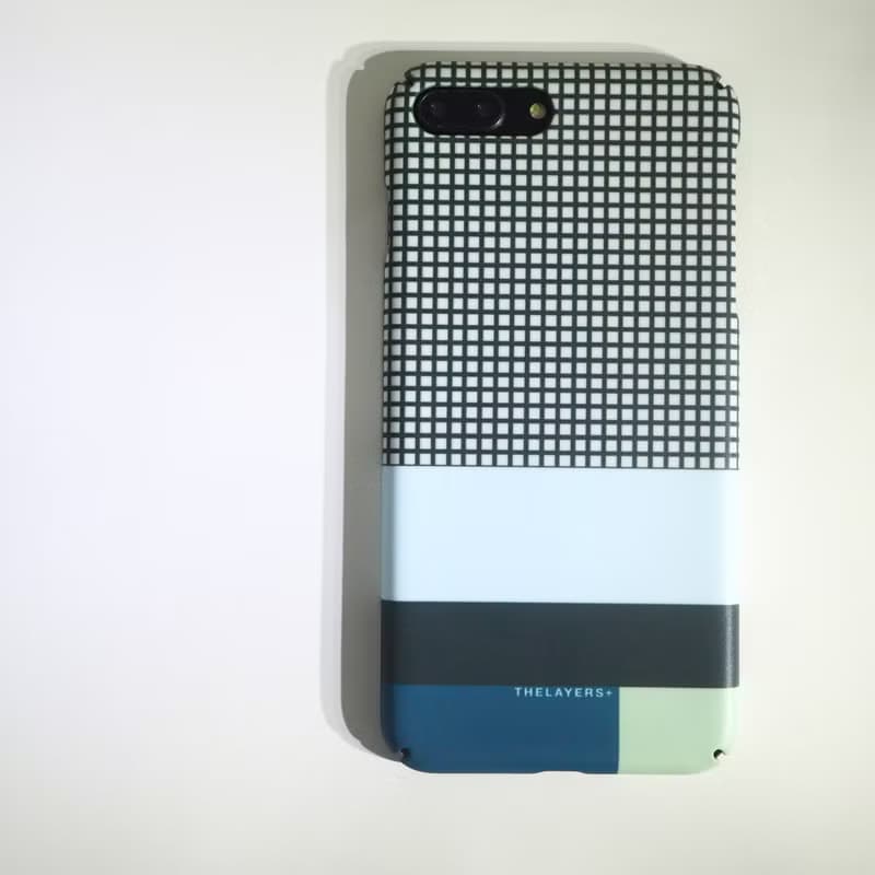 簡約深藍格子綠色拼色 | SEAFOAM Phone case 刻字原創手機殼