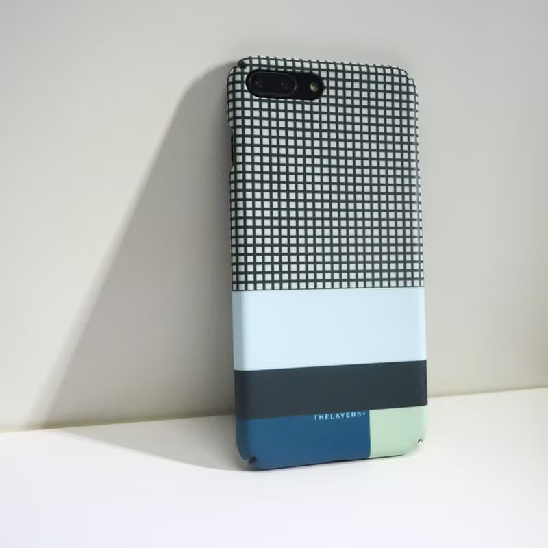 簡約深藍格子綠色拼色 | SEAFOAM Phone case 刻字原創手機殼
