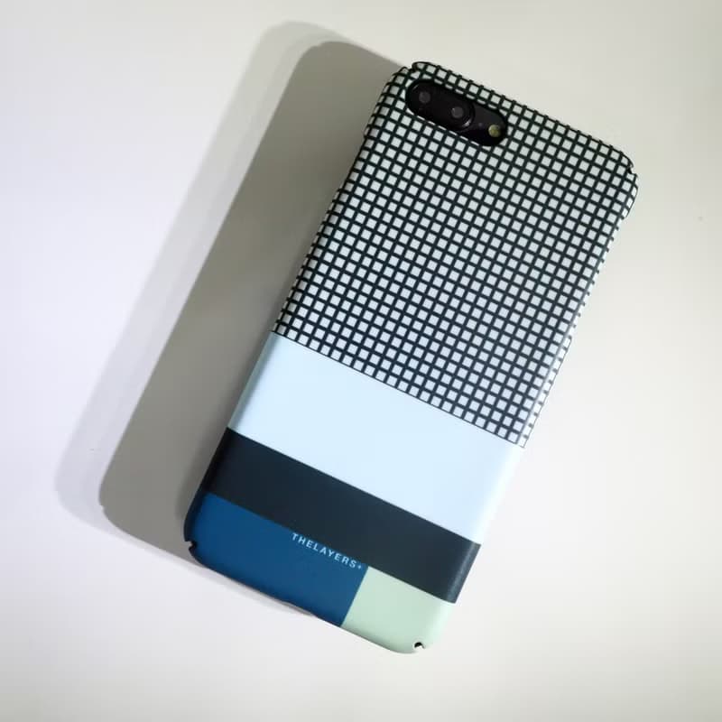 簡約深藍格子綠色拼色 | SEAFOAM Phone case 刻字原創手機殼
