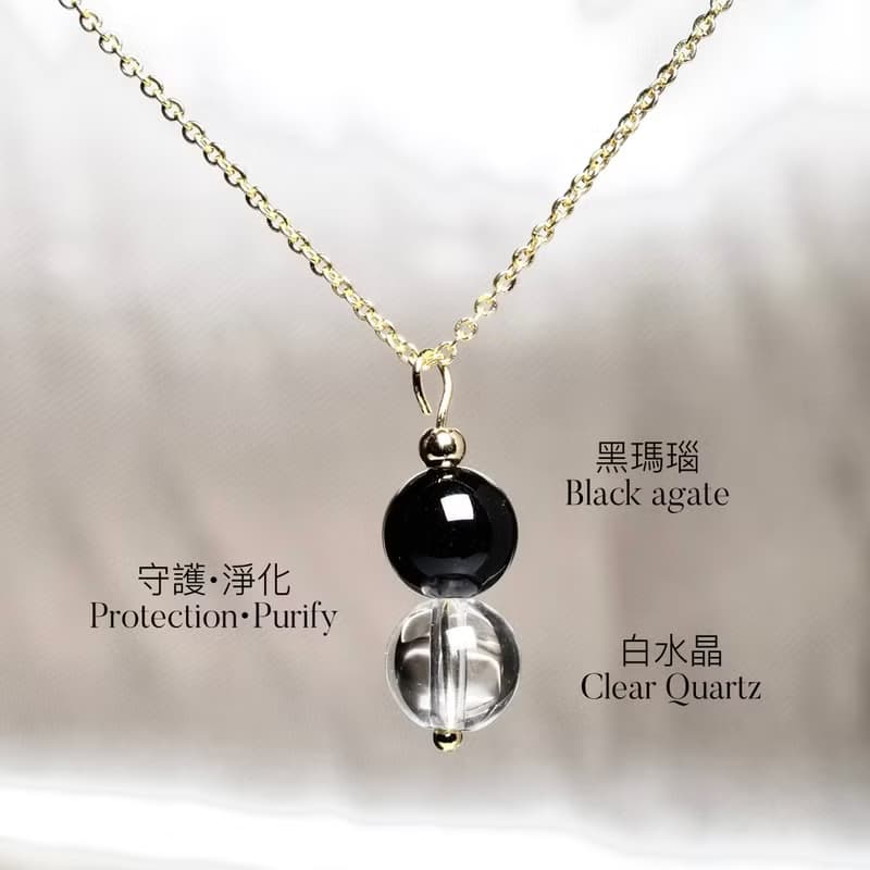 【Self Love系列】黑瑪瑙×白水晶 水晶項鍊 辟邪開運 新年禮物