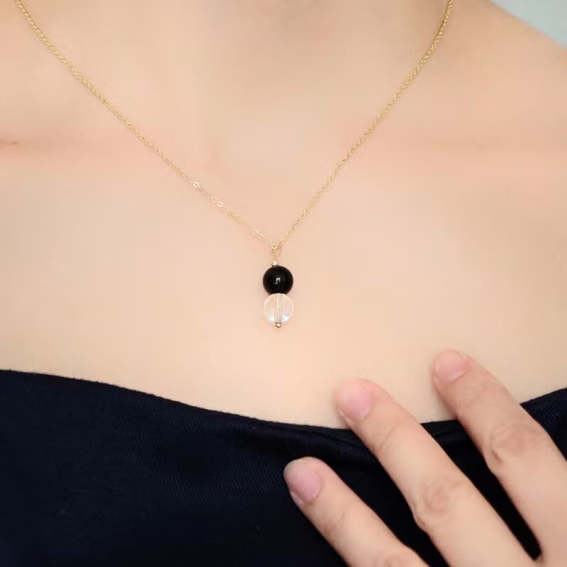 【Self Love系列】黑瑪瑙×白水晶 水晶項鍊 辟邪開運 新年禮物