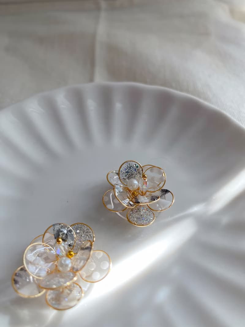 聖誕禮盒透明感銅線花、耳環、耳夾