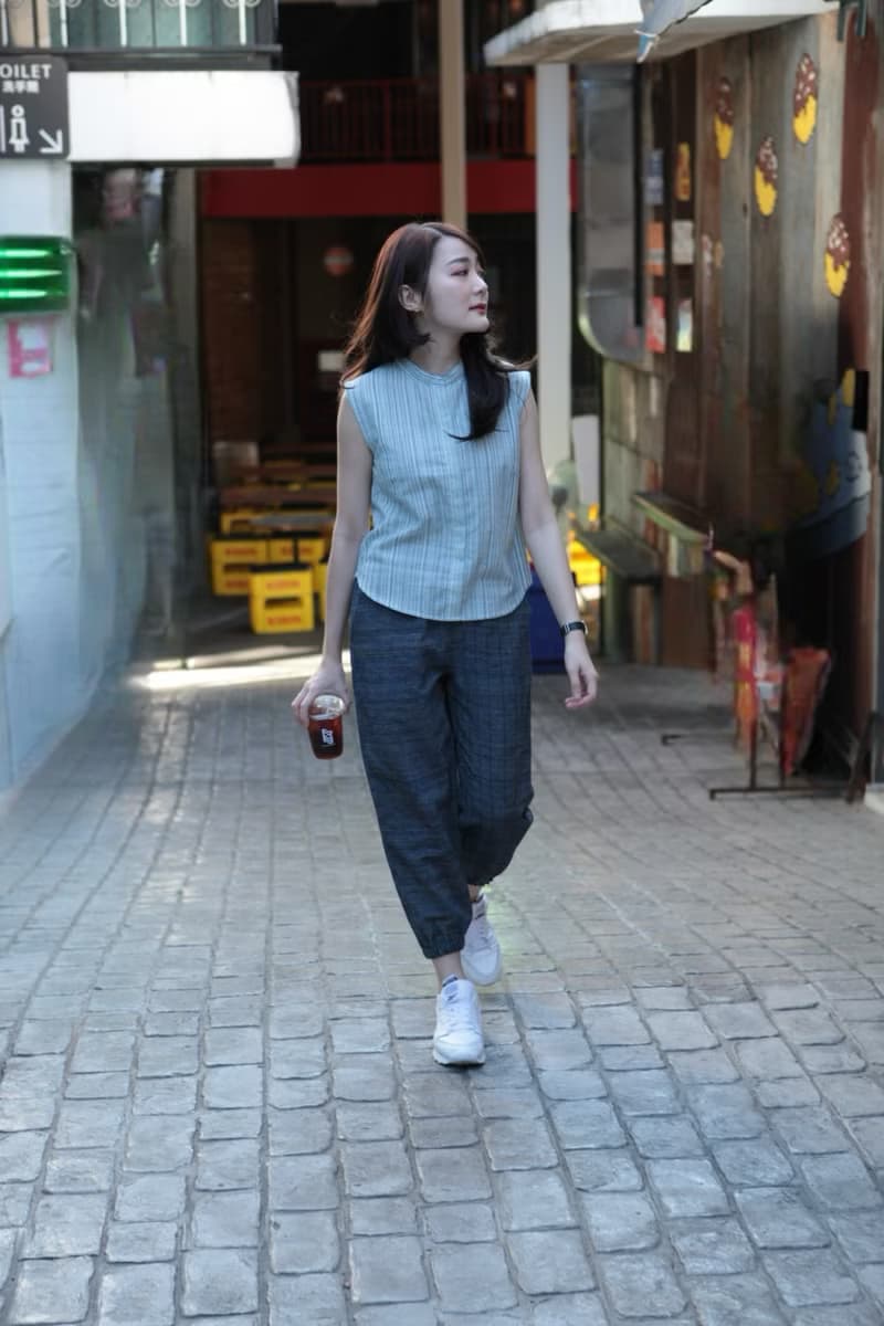 Jinny Long jump Pants cotton blue indigo cotton