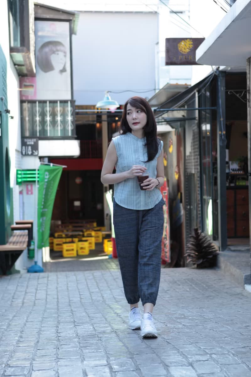 Jinny Long jump Pants cotton blue indigo cotton