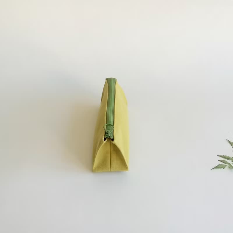 父親節禮物 手工植物染芥末綠筆袋 鉛筆盒 化妝包 筆袋 收納 文創