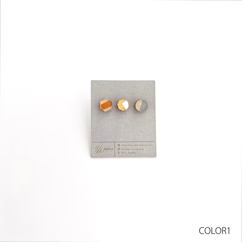 カラフルパターンイヤリング　３pieces